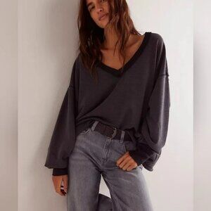 NWT Free people We the Free Venice V-neck Black size- LARGE